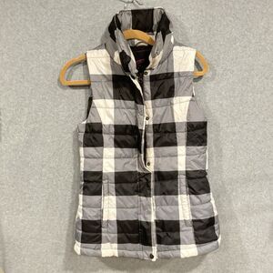 Arizona Puffer Vest Black White Checkered Cabin Core Fall Layer Sz M Outdoor